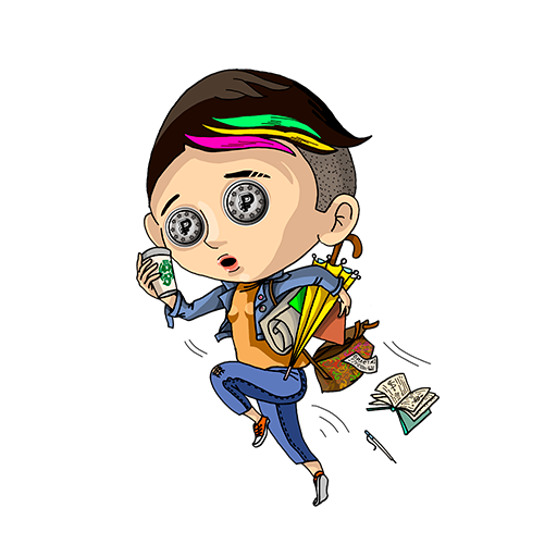 Busy rushing person